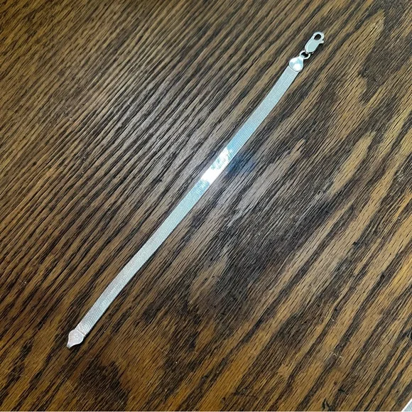 Vintage 925 Silver Herringbone Necklace Bracelet Set - Picture 8 of 11